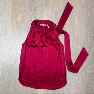 Helmut Lang Red Satin Tie-Neck Camisole